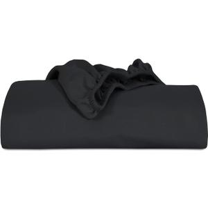 BLC Microfiber Queen Size Fitted Sheet, Pack of 1, 1800 TC Double Brushed Breathable & Cooling Sheet with 15" Deep Pocket, Wrinkle Free - Comfy  Black Bed Sheet