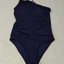 Aqua Eve Women Mesh One Piece Swimsuit - Tummy Control One Shoulder Bathing Suit Cut Out Swimwear 2026 (Small, Navy Blue)