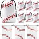 3 x 10 Pcs 6 x 8 In Drawstring Baseball Themed Party Favor Snack Goodie Bags, 1 Count