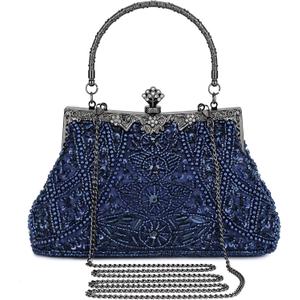Selighting 1920s Vintage Beaded Clutch Evening Bags for Women Formal Bridal Wedding Clutch Purse Prom Cocktail Party Handbags | 1920s, Vintage, Beaded, Formal, Bridal, Wedding (One Size, Navy Blue)