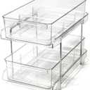 BINO 2 Tier Clear Storage Organizer with Dividers | Slide Out Drawer for Under Sink or Medicine Cabinet | Bathroom Closet, Vanity, Pantry Organizer | Under Cabinet Storage for Bathroom and Kitchen