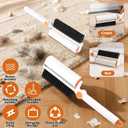 3-in-1 Pet Hair Remover Tool: Soft Dust Brush, Lint Roller for Clothes & Bench Brush with 180° Adjustable Handle, Pet Hair Removal for Dog/Cat Hair on Clothes, Bed, Sofa (White, One Size)