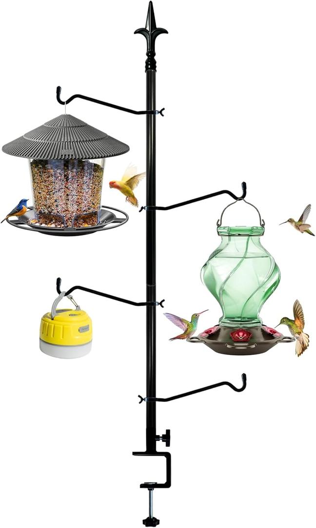 Deck Bird Feeder with 4 Hooks - Hanging Bird Feeding Station for Balcony & Garden Decoration, Suet Feeders