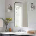 ANDY STAR Brushed Nickel Bathroom Mirror, 24x40 Rounded Corner Rectangle Mirror, Modern Metal Frame Bathroom Vanity Mirror