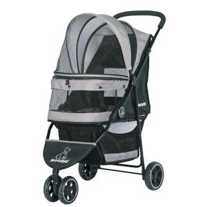 ROODO Escort 3 Wheel Dog Cat Pet Stroller for Small/Medium Dogs Cats Best Lightweight Foldable Portable Compact Jogger All Terrain Travel Pet Gear System Puppy Doggie Bunny Kitty Stroller(Grey)