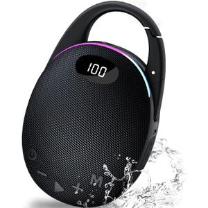 Portable Mini Bluetooth Speaker with HD Sound, LED Power Display, Big Pro Sound with Punchy Bass,Integrated Carabiner, 25H Playtime, Colorful RGB Lights, TWS pairing,Outdoor/Party/Travel, Gift Ideas