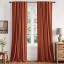 MIULEE Fall 100% Blackout Linen Curtains for Bedroom 40W x 84L Terracotta