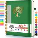 Large Spiral Notebook Journal for Women Men - 300 Numbered Lined Pages, College Ruled, A4 Hardcover Spiral Bound Notebook for School, Work, Note Taking, Writing, Leather Spiral Journal 8.5"x11" (Green)