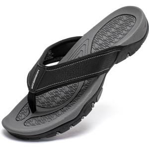 GUBARUN Mens Sport Flip Flops Comfort Casual Thong Sandals Outdoor (12, 81grey Black)