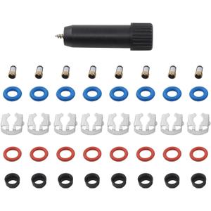 MOTOKU 8 Set Fuel Injector Repair Seal Kit w/Micro Filter Removal Tool for Chevy GMC Cadillac Escalade Silverado Suburban Tahoe Avalanche Trailblazer Express Sierra Envoy Yukon 1999-2007 V8