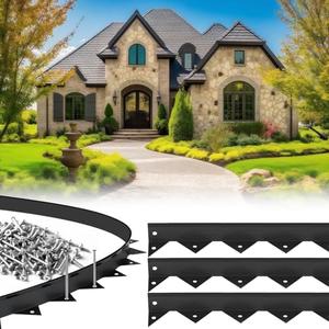 Pushglossy 5 Pcs Total 16.5 ft Metal Paver Edging for Paver Projects 39.4" L x 1.2" H Black Bendable Metal Strips Yard Landscape Lawn Edging Border Pathway Divider for Lawn, Garden, Yard