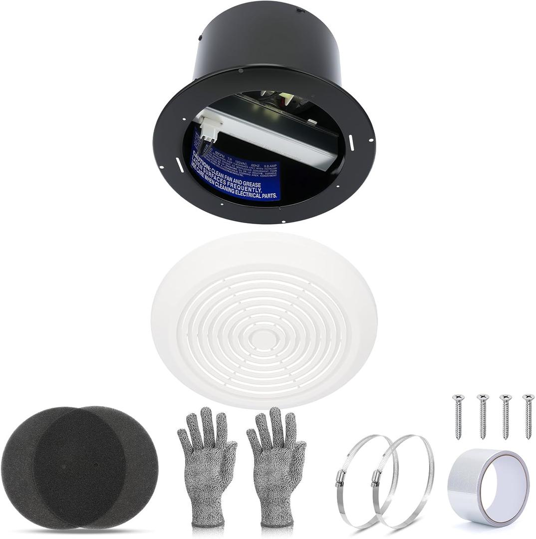 V2262-50 Bathroom Exhaust Fan, 7 In vent fan, 50 CFM 1.0 Sones Low Noise for Bathroom Ceiling Fan, Kitchen Exhaust Fan, Garage Ceiling Fan for Mobile Home, Household Ventilation Fans