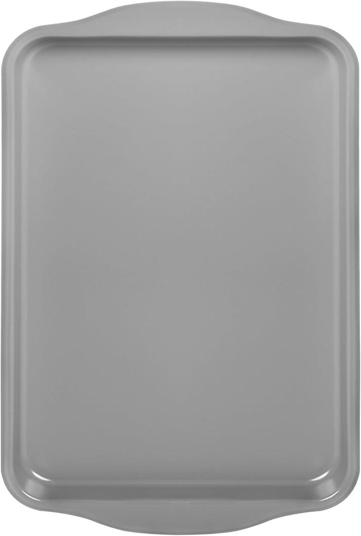 15-Inch Baking Sheet Pan, Non-Stick Jelly Roll Carbon Steel Naturally Slick Ceramic Coating Rimmed Cookie Sheet Pan for Oven Roasting Meat Bread - 15" x 10" (Gray)