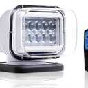 Remote LED Spot Light for Trucks, Auto-Reset 360 Rotating Waterproof Marine Spotlight for Boat, Magnetic Search light for Truck (12V-24V LED White)