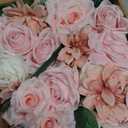 80Pcs Artificial Flowers Combo Set, Fake Silk Flowers Decor with Stems for DIY Roses Wedding Party Centerpieces Bridal Bouquets Cake Decorations Arrangements Indoor Outdoor(Blush Pink)