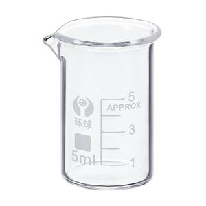 PATIKIL 5ml Low Form Glass Beaker, 3.3 Borosilicate Glass Graduated Printed Scale Measuring Cups with Spout for Kitchen Lab Liquids Transit Boiling