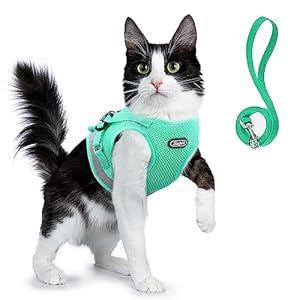Supet Cat Harness and Leash Set - Soft Mesh Adjustable Cat Vest Harness with Reflective Strap for Walking Cat and Puppy Rabbit(S)
