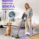 RENDOW Cordless Vacuum Cleaner, 500W 50KPA 60Mins Vacuum Cleaners for Home, Self-Standing Stick Vacuums with LED Display, Lightweight Anti-Tangle Wireless Vacuum for Pet Hair Hard Floors Carpet