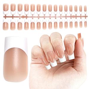 3 x JODSONE French Tip Press On Nails - 15 Sizes Nude Square French Tips,Soft Gel Nail Tips False Nails Extensions Nail Art DIY(150Pcs)