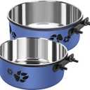 2 Pack Dog Crate Set, Kennel Crate No Spill Pet Bowls, Stainless Steel Attached to Kennel Cage, No Spill for Medium Large Dogs