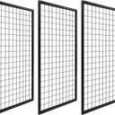 NectaCol 3 Packs Grid Wall Panels, Metal Black Wire Grid Panel, Gridwall Display Rack, Heavy Duty Gridwall Panels for Retail Display