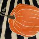 Floor Rug Watercolor Stripes Pumpkin Decorative Doormat Fall Seasonal Harvest Thanksgiving Vintage Rustic Low-Profile Yard Floor Mat Gift for Women Men 18x30 Inch