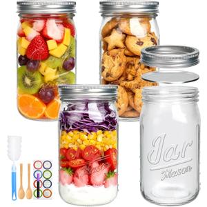 32oz Canning Jars, Wide Mouth Mason Jars with Lids and Bands Excellent Choice for Canning,Fermenting,Pickling,Spice Jars,Canned Goods,DIY Projects,Wedding Favors,Microwave/Freeze/Dishwasher Safe,4Pack