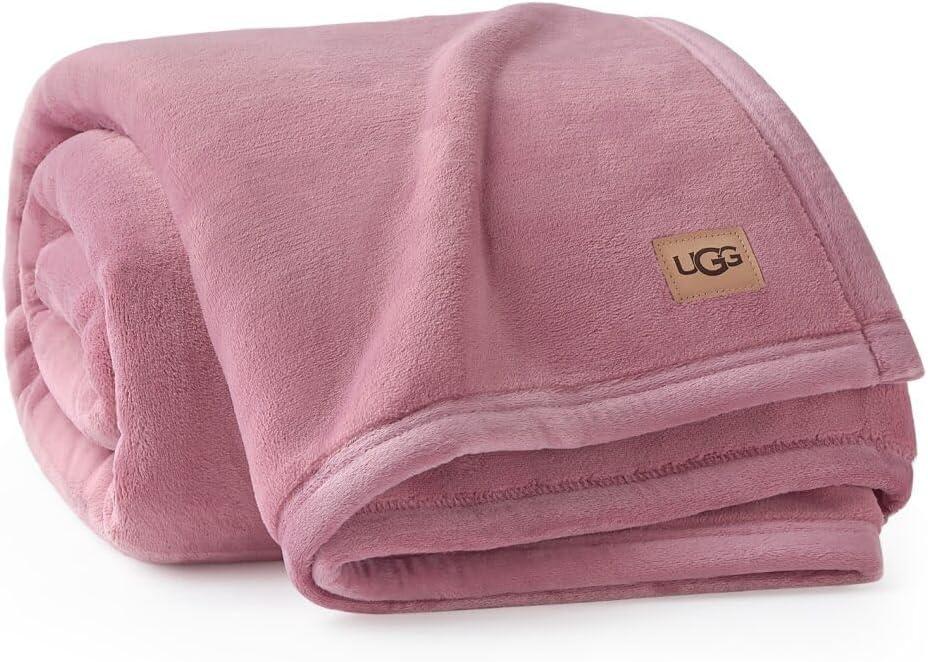 UGG Coco Plush Fleece Throw Blanket Soft & Cozy Blanket for Couch, Bed & Sofa, Perfect for Home Decor, House Warming Gifts or Luxurious Birthday Gifts for Women, 50" x 70", Pink Dusty Orchid
