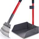 Pooper Scooper for Large Dogs, Small Dogs and Horses, Metal Poop Scooper Set with Long Handle Rake and Tray for Yard, Grass, Dirt or Gravel, Heavy Duty Aluminum Poop Picker Upper (2 Piece Set)