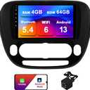 4+64G Android 13 Double Din Car Stereo for Kia Soul 2014-2019 with 9 Inch Touchscreen Radio Built-in Wireless Carplay/Android Auto/GPS/Bluetooth/FM/AUX-in/Steering Wheel Controls/Backup Camera