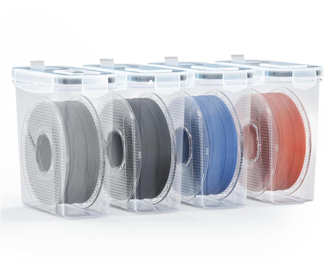 AMZPro Filament Storage Box - 4 Pack Filaments Container for 3D Printing Filaments Sealing and Protection - Portale Filament Storage with Desiccant,Water-Proof and Dust-Proof 4.0L(9.03 * 8 * 3)
