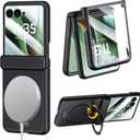 for Motorola Razr Ultra 2025 Case with MagSafe, Built-in 360 Magnetic Rotatable Ring Stand, Screen Protector & Hinge Protection, Thin & Slim Magnetic Stand Phone Case 5G, Black