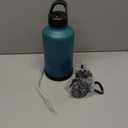 Fanhaw 64 oz Insulated Water Bottle  Large Stainless Steel Jug with 3 Lids (Straw, Spout, Carabiner) | Heavy-Duty, for Camping, Backpacking, Long Hikes & Outdoor Work (Green Blue)