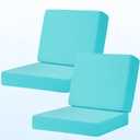 Outdoor Deep Seat Cushion Set of 2, 24 x 24 Inch Waterproof and Fade Resistant Patio Furniture Cushion Backrest with Ties for Patio Garden Yard and Balcony (Teal-2Pcs, 24x24Inch)