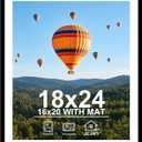 JCJMY 18x24 Picture Frame with 16x20 Mat, Display Photo 16x20 with Mat or 18 x 24 Without Mat, Wall Hanging Large 18 by 24 Poster Frame with Plexiglass, Black