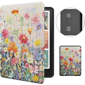 MOROCK Case for All-New 7" Kindle Paperwhite and Colorsoft Paperwhite Signature Edition(12th Generation-2024 Released),Premium Lightweight PU Leather Cover with Hand Strap, Auto Wake/Sleep, Blossoms