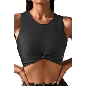 Tempt Me Women's Sports Bra Swimsuit Scoop Neck Bikini Top Racerback Swim Crop Top Padded Bathing Suit (XL)