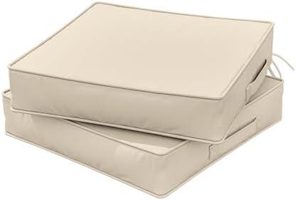 Snubbull Outdoor Chair Cushions 19 X 19 X 4 Inch Patio Furniture Cushions Waterproof & Fade Resistant Outdoor Cushions for Patio Furniture with Handle & Adjustable Straps Set of 2