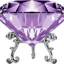 Large Crystal Diamond Paperweight with Stand Jewels Wedding Decorations Centerpieces Home Decor 3.15 inch (Purple) (80 mm)