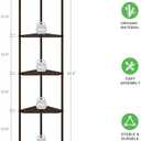 Corner Shelf Stand - 5 Tier Walnut Bamboo Small Corner Bookshelf for Office Kitchen Bedroom Plant Stand Living Room Decor Small Space (Brown)