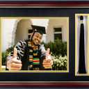 GMFrames Graduation Photo Frame with Tassel Holder for 8x10 Pictures,Solid Wood Real Glass,Black over Gold Double Mat,Wall & Tabletop Design