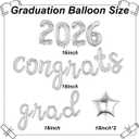 2 x Sliver 2026 Congrats Grad Balloons Congrats Foil Balloons for Congrats Grad Decorations