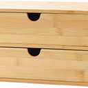 Wisuce Bamboo Desk Drawer Organizer, 2 Drawer Desktop Organizer with Drawers Tabletop Storage Organization Box for Office Home Toiletries Supplies Vanity, No Assembly Required