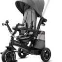 Kinderkraft EASYTWIST Trycicle for Kids Toddlers, Trike 5-in-1, Swivel seat 360 Rotation, Waterproof Material with UPF50+ Filter, Adjustable Parent Handle, Gray, Medium
