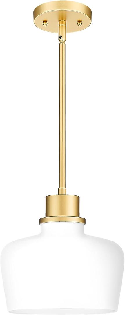Emak Gold Pendant Lights Kitchen Island, 10 Inch Large Pendant Light with Milk Glass Shade, Modern Hanging Light Fixture for Kitchen, Dining Room, PL126-GD-ML