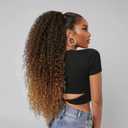 Drawstring Ponytail Extension for Women Afro Kinky Curly Synthetic 26 Inch Long Ombre Brown Pony Tails Hair Pieces for Quick Secure Hairstyle Daily Use