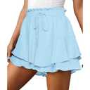 Flowy Shorts for Women Mini Tennis Skirt Ruffle Tiered Skorts Running Workout Sports Shorts, Small, Blue