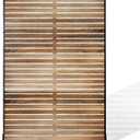 FENCY Metal Privacy Screen 72" H47" W Natural Wood Color Outdoor Privacy Screen, Freestanding Decorative Privacy Fence Panels for Deck Balcony Patio