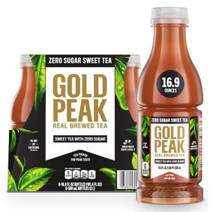 Gold Peak Iced Tea, Zero Sugar Sweet Tea Bottles, 16.9 fl oz, 6 Pack (EXP 10/14/26)