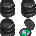 Patelai Small Pill Case Travel Pill Container Clear Mini Organizer Box Round Black Medicine Case Holder for Pocket Purse Briefcase Travel Medicine Cod Liver Oil Storage(10 Pack)